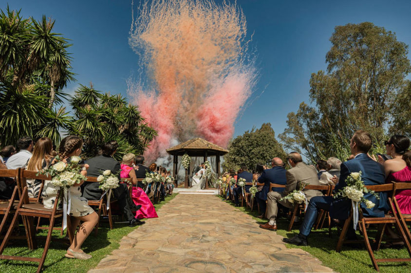 fotografia de bodas y fuegos artificiales