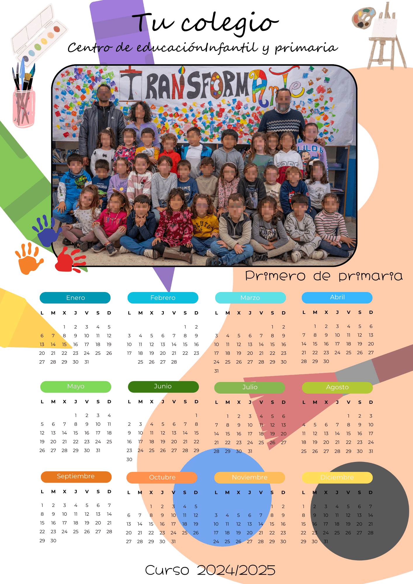 Sesiones fotográficas creativas para calendarios escolares en Sevilla, Nervión y San Bernardo - Érase una vez la luz Fotoeventos